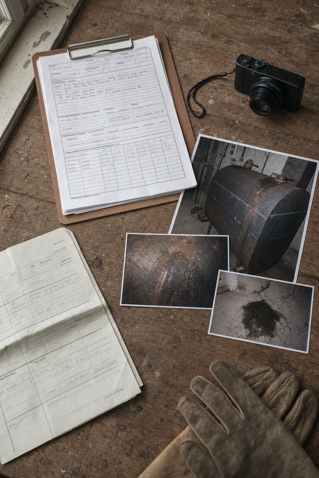 Foto-Dokumentation, Befund und Entsorgungsnachweis eines Öltank-Einsatzes